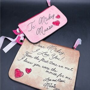 Disney Parks Fabric Pouch Duo Mickey and Minnie Hearts
